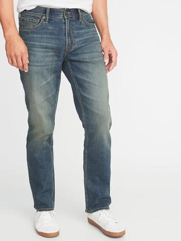Old Navy Mens Straight Built-in Tough Jeans For Men Medium Sandblasted Tint Size 34w