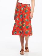 Old Navy Floral Midi Skirt For Women - Red Floral