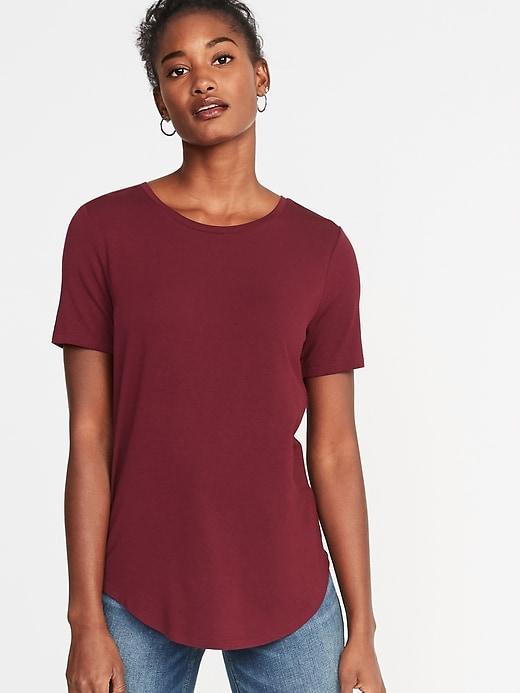 Old Navy Womens Luxe Crew-neck Tee For Women Wine Purple Size S