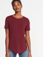 Old Navy Womens Luxe Crew-neck Tee For Women Wine Purple Size S