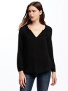 Old Navy Relaxed Shirred Blouse For Women - Blackjack