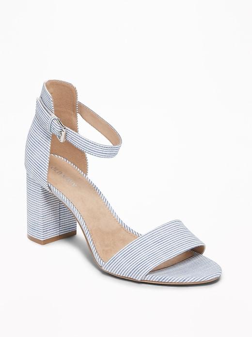 Old Navy Womens Striped Block-heel Sandals For Women Chambray Stripe Size 9 1/2