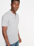 Old Navy Mens Printed Built-in Flex Pro Polo For Men Heather Gray Anchor Print Size M