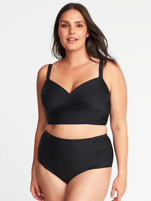 Old Navy Womens Plus-size Wrap-front Swim Top Ebony Size 2x