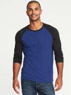 Old Navy Mens Soft-washed Color-block Raglan Tee For Men Deep Space Blue Size S