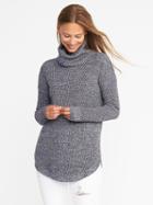 Old Navy Textured Turtleneck Tunic For Women - Black Marl