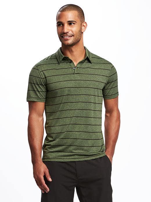Old Navy Go Dry Striped Performance Polo For Men - Olive Stripe