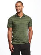 Old Navy Go Dry Striped Performance Polo For Men - Olive Stripe