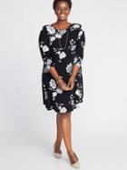 Old Navy Womens Plus-size Jersey Swing Dress Black And White Floral Size 2x