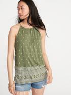 Old Navy Womens Suspended-neck Swing Top For Women Olive Through This Size S