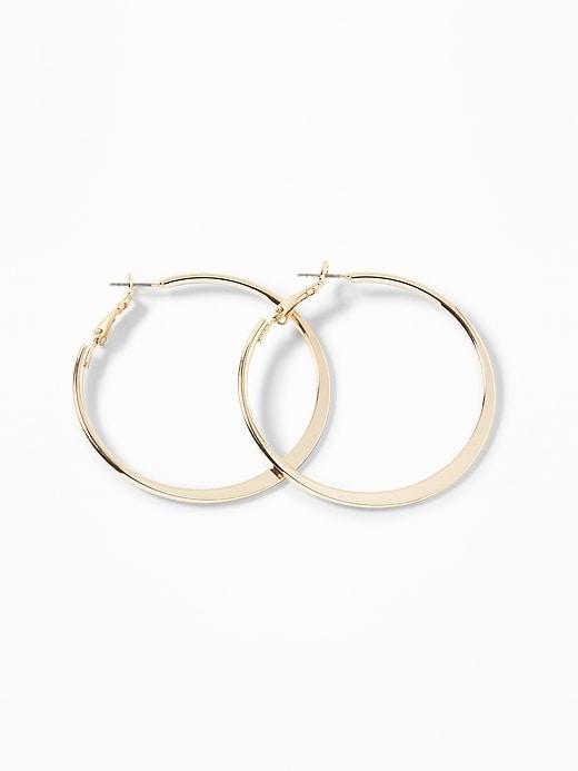 Old Navy  Flat Hoop Earrings For Women Gold Size One Size
