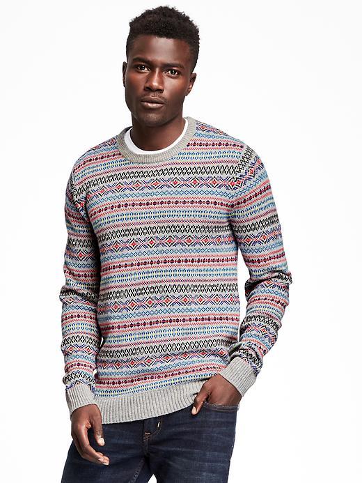 Old Navy Fair Isle Crew Neck Sweater For Men - Grey