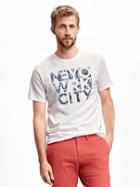Old Navy Graphic Crew Neck Tee For Men - Bright White