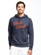 Old Navy Graphic Fleece Pullover Hoodie For Men - Ink Blue