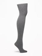 Old Navy Womens Rib-knit Tights For Women Heather Gray Size M/l