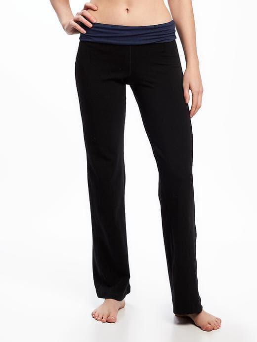 Old Navy Womens Mid-rise Wide-leg Roll-over Yoga Pants For Women Lost At Sea Navy Size Xs