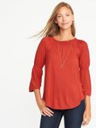Old Navy Bell Sleeve Slub Knit Swing Top For Women - Deep Rose