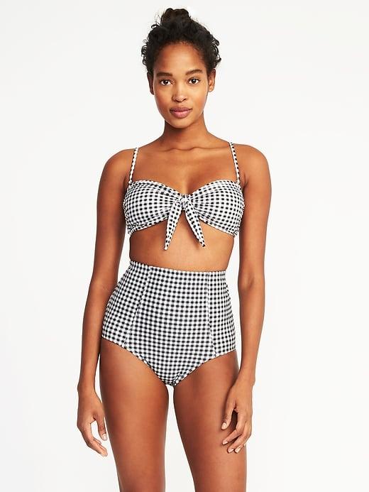 Old Navy Womens Knotted-tie Swim Top For Women Gingham Size L