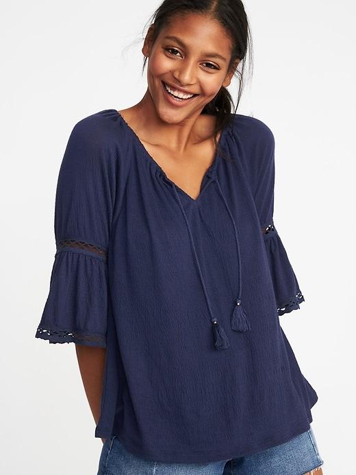 Old Navy Womens Bell-sleeve Swing Top For Women Lost At Sea Navy Size Xxl
