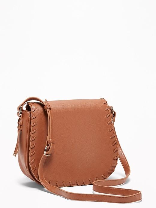 Old Navy Womens Whip-stitch Crossbody Saddle Bag For Women Cognac Brown Size One Size