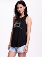 Old Navy Graphic High Neck Tank For Women - Black
