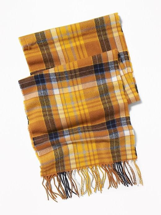 Old Navy Mens Patterned Flannel Scarf For Men Yellow Plaid Size One Size