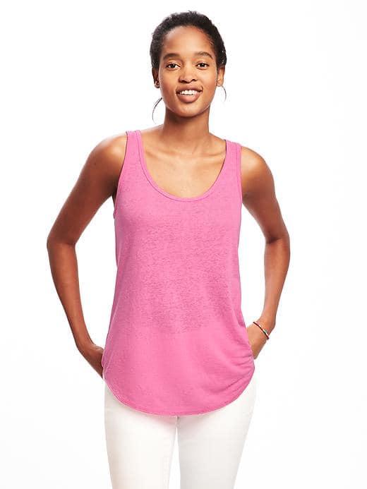 Old Navy Relaxed Linen Blend Curved Hem Tank For Women - Raspberry Surprise