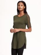 Old Navy Relaxed Lace Shoulder Top For Women - Pine Needles