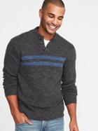 Mock-neck Chest-stripe Henley Sweater For Men