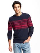 Old Navy Striped Crew Neck Sweater For Men - Red Bear