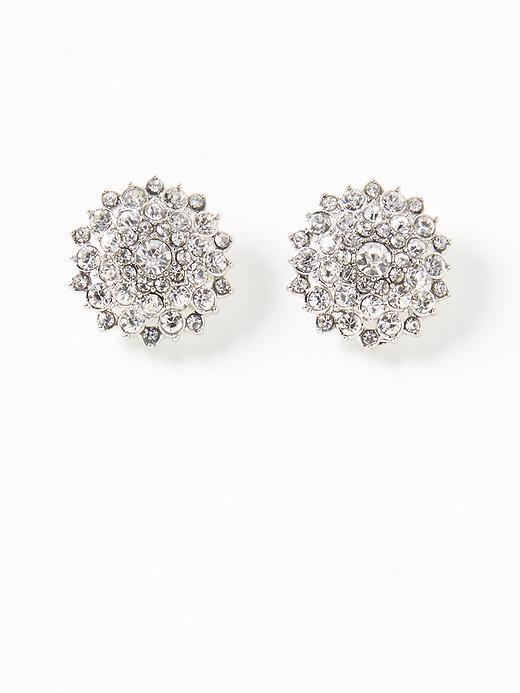 Old Navy Crystal Burst Stud Earrings For Women - Silver