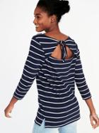 Old Navy Womens Relaxed Tie-back Top For Women Navy Stripe Size M