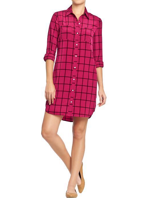 Old Navy Old Navy Womens Long Sleeve Shirt Dresses - Pink Print