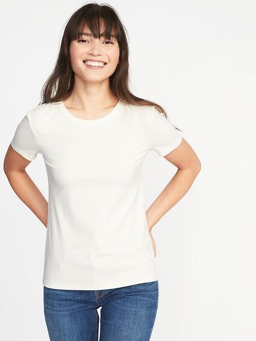 Old Navy Womens Slim-fit Crew-neck Tee For Women Creme De La Creme Size Xl