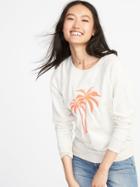 Old Navy Womens Relaxed Graphic Crew-neck Sweatshirt For Women Embroidered Palm Trees Size Xxl
