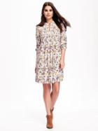 Old Navy Pintuck Swing Dress For Women - Whitefloral