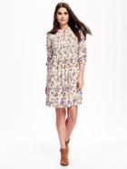 Old Navy Pintuck Swing Dress For Women - Whitefloral