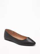 Faux-leather Pointy D'orsay Flats For Women