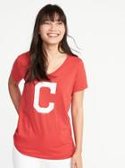 Old Navy Womens Mlb Team Graphic V-neck Tee For Women Cleveland Indians Size Xs