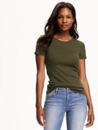 Old Navy Fitted Crew Neck Tee For Women - Forest Floor