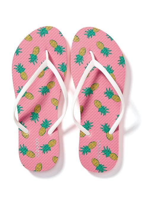 Old Navy Printed Flip Flops For Women - Pineapple