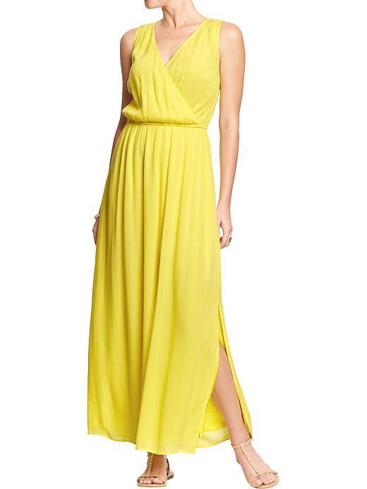 Old Navy Old Navy Womens Cross Front Maxi Dresses - Lemon Pucker