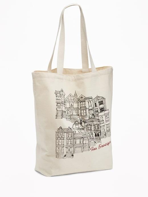 Old Navy Womens San Francisco Graphic Canvas Tote For Women Thin Black Size One Size