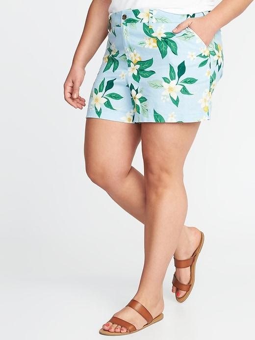 Old Navy Womens Mid-rise Plus-size Everyday Linen-blend Shorts (5) Lemons Size 30