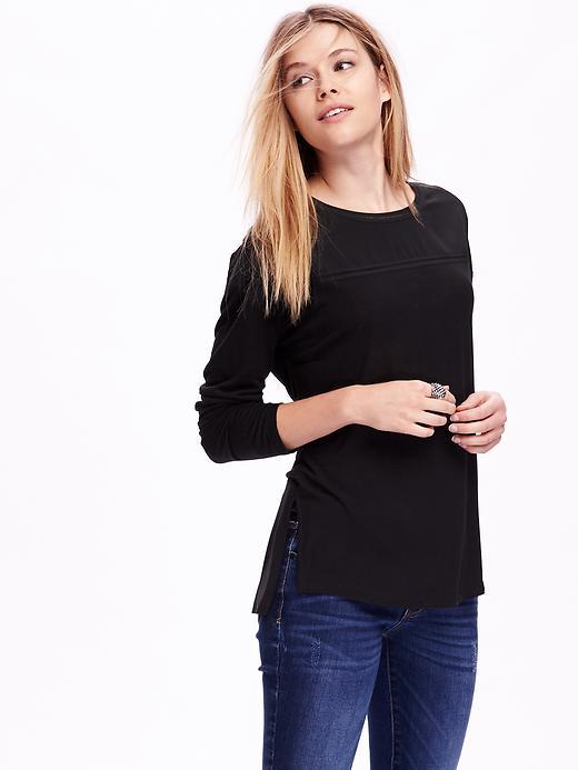 Old Navy Matte Crepe And Jersey Top - Black