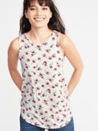 Old Navy Womens Luxe Floral Swing Tank For Women Cream Floral Size S