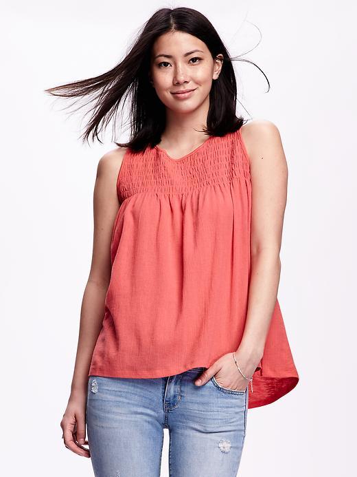 Old Navy Gauze Smocked Top For Women - Coral Tropics