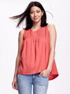 Old Navy Gauze Smocked Top For Women - Coral Tropics