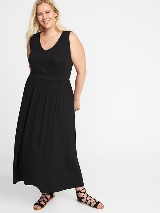 Old Navy Womens Empire-waist Plus-size V-neck Maxi Dress Black Size 2x