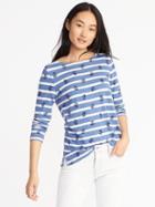 Old Navy Womens Relaxed Mariner-stripe Tee For Women White & Blue Stripe Size S